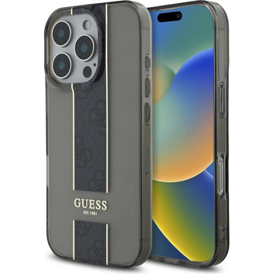 GUESS IML Middle 4G Stripe Case for iPhone 16 Pro Black - (GUHCP16LHS4PPK)