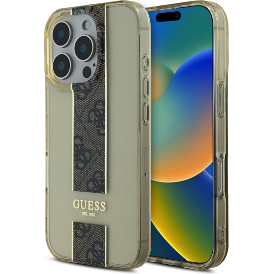 GUESS IML Middle 4G Stripe Case for iPhone 16 Pro Brown - (GUHCP16LHS4PPW)