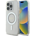 GUESS IML Rhinestones Ring MagSafe Case for iPhone 16 Pro White - (GUHMP16LPFTDTEH)