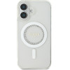 GUESS IML Rhinestones Ring MagSafe Case for iPhone 16 White - (GUHMP16SPFTDTEH)