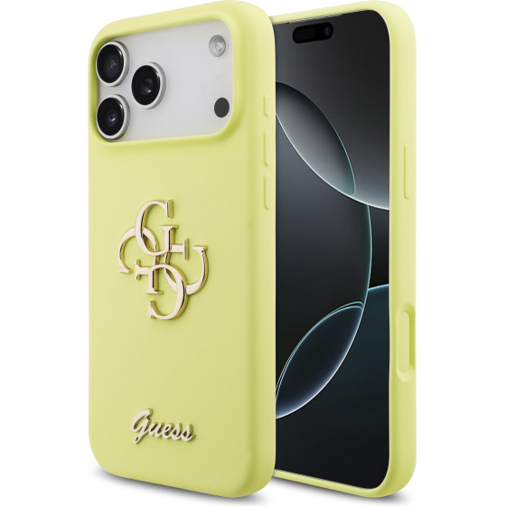 GUESS Liquid Silicone 4G Metal Logo Case for iPhone 17 Pro Max Yellow - (GUHCP17XSC4GLMY)