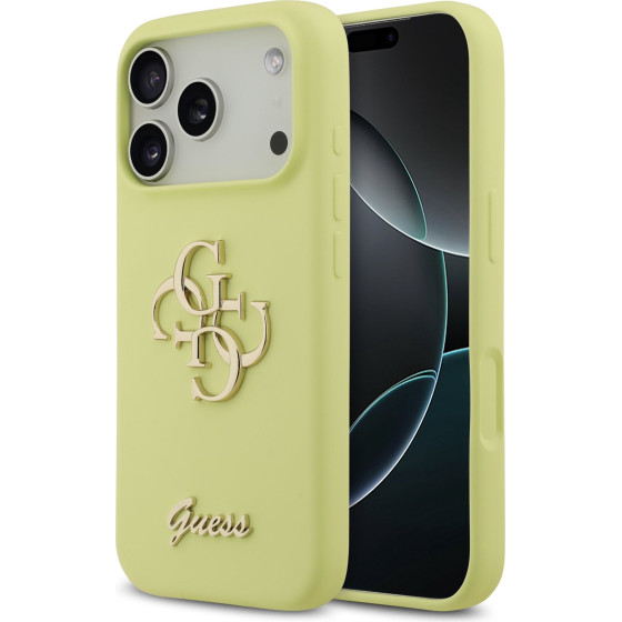 GUESS Liquid Silicone 4G Metal Logo Case for iPhone 17 Pro Yellow - (GUHCP17LSC4GLMY)