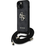 GUESS PU 4G Metal Logo Crossbody Strap Case for iPhone 15 Black - (GUHCP15SP4GMGCRK)