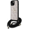 GUESS PU 4G Metal Logo Crossbody Strap Case for iPhone 15 Pink - (GUHCP15SP4GMGCRP)