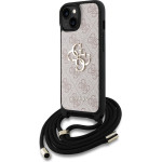 GUESS PU 4G Metal Logo Crossbody Strap Case for iPhone 15 Pink - (GUHCP15SP4GMGCRP)