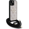 GUESS PU 4G Metal Logo Crossbody Strap Case for iPhone 15 Pink - (GUHCP15SP4GMGCRP)