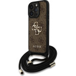 GUESS PU 4G Metal Logo Crossbody Strap Case for iPhone 15 Pro Max Brown - (GUHCP15XP4GMGCRW)