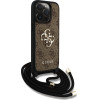 GUESS PU 4G Metal Logo Crossbody Strap Case for iPhone 15 Pro Max Brown - (GUHCP15XP4GMGCRW)