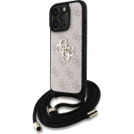 GUESS PU 4G Metal Logo Crossbody Strap Case for iPhone 15 Pro Pink - (GUHCP15LP4GMGCRP)