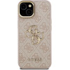 GUESS PU 4G Metal Logo Stand Camera Frame Case for iPhone 15 Pink - (GUHCP15SPCS4GP4P)