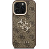 GUESS PU 4G Metal Logo Stand Camera Frame Case for iPhone 15 Pro Brown - (GUHCP15LPCS4GP4W)