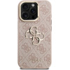 GUESS PU 4G Metal Logo Stand Camera Frame Case for iPhone 15 Pro Max Pink - (GUHCP15XPCS4GP4P)