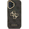 GUESS PU 4G Metal Logo Stand Camera Frame Case for iPhone 16 Black - (GUHCP16SPCS4GP4K)