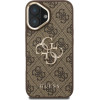 GUESS PU 4G Metal Logo Stand Camera Frame Case for iPhone 16 Brown - (GUHCP16SPCS4GP4W)