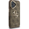 GUESS PU 4G Metal Logo Stand Camera Frame Case for iPhone 16 Brown - (GUHCP16SPCS4GP4W)