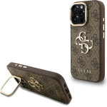 GUESS PU 4G Metal Logo Stand Camera Frame Case for iPhone 16 Pro Brown - (GUHCP16LPCS4GP4W)