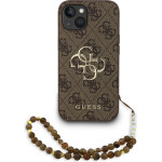 GUESS PU 4G Metal Logo Strap Case for iPhone 15 Brown - (GUHCP15SP4GMGSW)