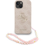 GUESS PU 4G Metal Logo Strap Case for iPhone 15 Pink - (GUHCP15SP4GMGSP)