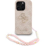 GUESS PU 4G Metal Logo Strap Case for iPhone 15 Pro Max Pink - (GUHCP15XP4GMGSP)