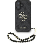 GUESS PU 4G Metal Logo Strap Case for iPhone 16 Black - (GUHCP16SP4GMGSK)