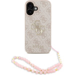 GUESS PU 4G Metal Logo Strap Case for iPhone 16 Pink - (GUHCP16SP4GMGSP)
