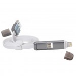 USB 2IN1 FLAT 2.1A ����.-DATA 1M MICRO USB+IPHONE 5 IOS10 WHITE