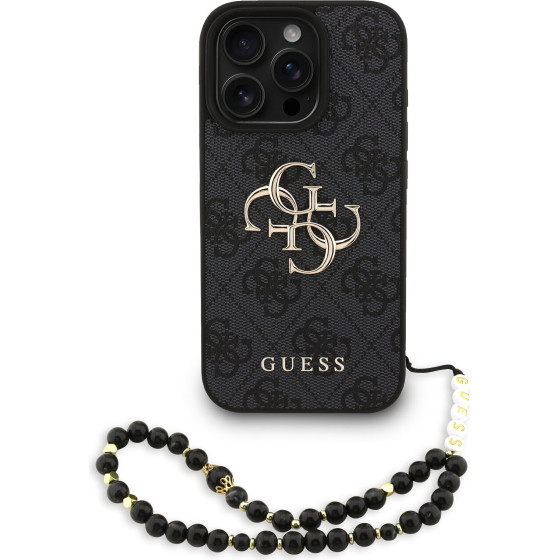 GUESS PU 4G Metal Logo Strap Case for iPhone 16 Pro Max Black - (GUHCP16XP4GMGSK)