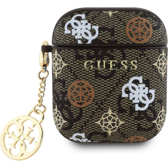 GUESS PU 4G Peony Charm Case for AirPods 1/2 Brown - (GUA2P4RPEW)