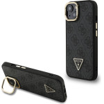 GUESS PU 4G Strass Triangle Logo Stand Camera Frame MagSafe Case for iPhone 14 Black - (GUHMP14SPCS4GPTK)
