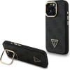 GUESS PU 4G Strass Triangle Logo Stand Camera Frame MagSafe Case for iPhone 15 Pro Max Black - (GUHMP15XPCS4GPTK)