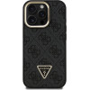 GUESS PU 4G Strass Triangle Logo Stand Camera Frame MagSafe Case for iPhone 15 Pro Max Black - (GUHMP15XPCS4GPTK)