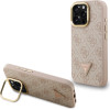 GUESS PU 4G Strass Triangle Logo Stand Camera Frame MagSafe Case for iPhone 15 Pro Max Pink - (GUHMP15XPCS4GPTP)