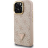 GUESS PU 4G Strass Triangle Logo Stand Camera Frame MagSafe Case for iPhone 15 Pro Max Pink - (GUHMP15XPCS4GPTP)
