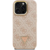 GUESS PU 4G Strass Triangle Logo Stand Camera Frame MagSafe Case for iPhone 15 Pro Max Pink - (GUHMP15XPCS4GPTP)
