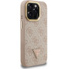 GUESS PU 4G Strass Triangle Logo Stand Camera Frame MagSafe Case for iPhone 15 Pro Max Pink - (GUHMP15XPCS4GPTP)