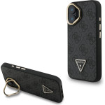 GUESS PU 4G Strass Triangle Logo Stand Camera Frame MagSafe Case for iPhone 16 Black - (GUHMP16SPCS4GPTK)
