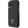 GUESS PU 4G Strass Triangle Logo Stand Camera Frame MagSafe Case for iPhone 16 Black - (GUHMP16SPCS4GPTK)