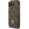 GUESS PU 4G Strass Triangle Logo Stand Camera Frame MagSafe Case for iPhone 16 Brown - (GUHMP16SPCS4GPTW)