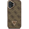 GUESS PU 4G Strass Triangle Logo Stand Camera Frame MagSafe Case for iPhone 16 Brown - (GUHMP16SPCS4GPTW)
