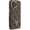 GUESS PU 4G Strass Triangle Logo Stand Camera Frame MagSafe Case for iPhone 16 Brown - (GUHMP16SPCS4GPTW)