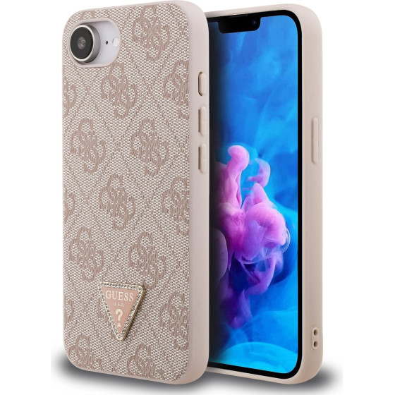 GUESS PU 4G Strass Triangle Metal Logo Case for iPhone 16e Pink - (GUHCPSE4P4TDPP)
