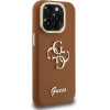 GUESS PU Grained 4G Logo Stand Camera Frame Case for iPhone 15 Pro Max Brown - (GUHCP15XPCS4GSW)