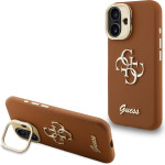 GUESS PU Grained 4G Logo Stand Camera Frame Case for iPhone 16 Brown - (GUHCP16SPCS4GSW)