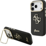 GUESS PU Grained 4G Logo Stand Camera Frame Case for iPhone 17 Pro Black - (GUHCP17LPCS4GSK)