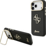 GUESS PU Grained 4G Logo Stand Camera Frame Case for iPhone 17 Pro Max Black - (GUHCP17XPCS4GSK)
