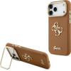 GUESS PU Grained 4G Logo Stand Camera Frame Case for iPhone 17 Pro Max Brown - (GUHCP17XPCS4GSW)