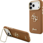 GUESS PU Grained 4G Logo Stand Camera Frame Case for iPhone 17 Pro Max Brown - (GUHCP17XPCS4GSW)