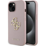 GUESS PU Grained 4G Metal Logo Case for iPhone 15 Pink - (GUHCP15SPGT4MBP)