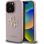 GUESS PU Grained 4G Metal Logo Case for iPhone 15 Pro Max Pink - (GUHCP15XPGT4MBP)
