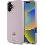 GUESS PU Grained 4G Small Metal Logo MagSafe Case for iPhone 16 Pink - (GUHMP16SPGCSM4MP)
